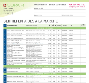 Bestellschein Gehhilfen