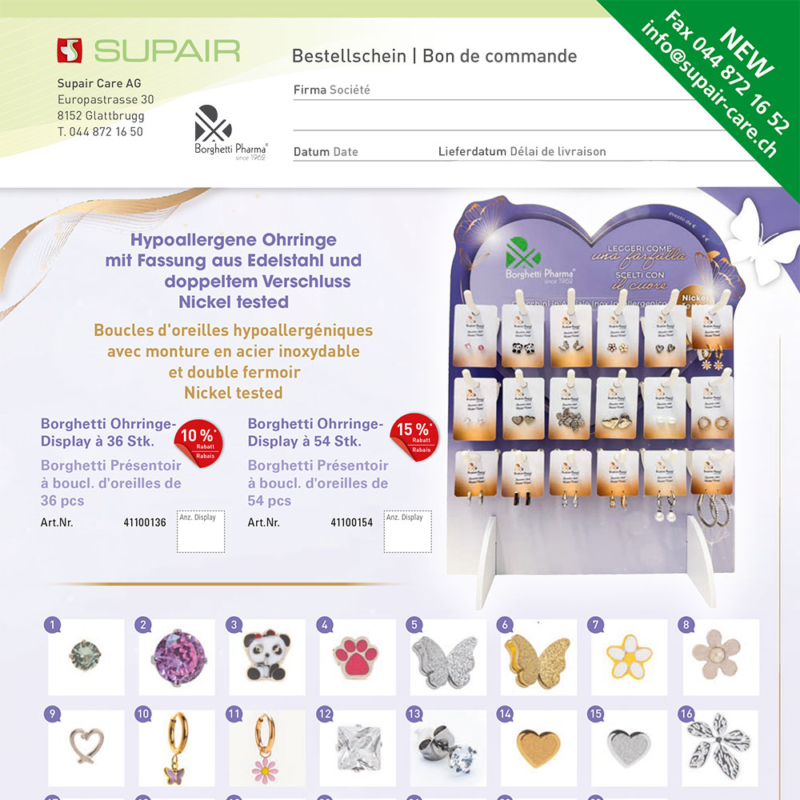 Bestellscheine Supair Care September bis Dezember 2026