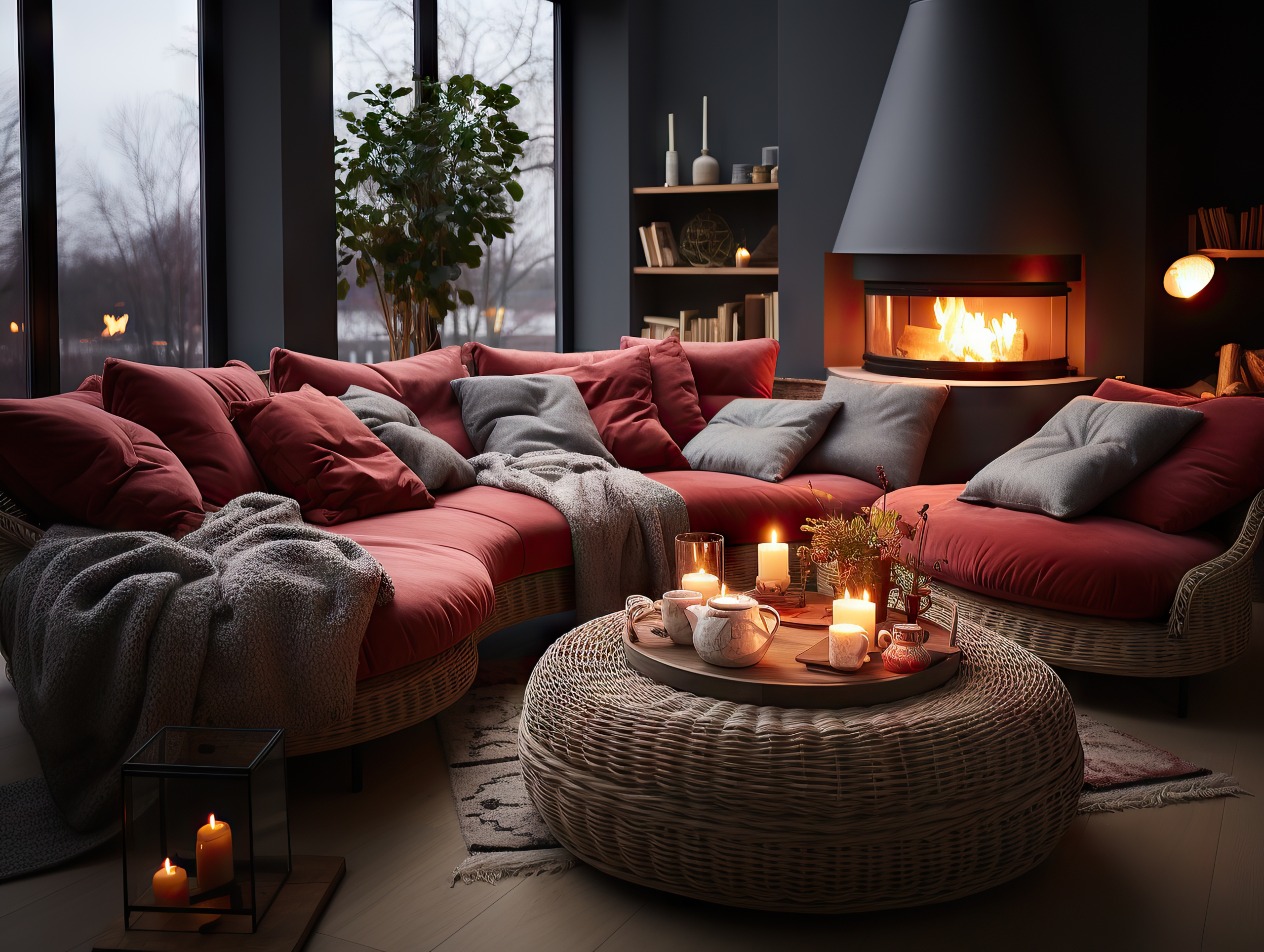 Hintergrund Couch mit Kamin
